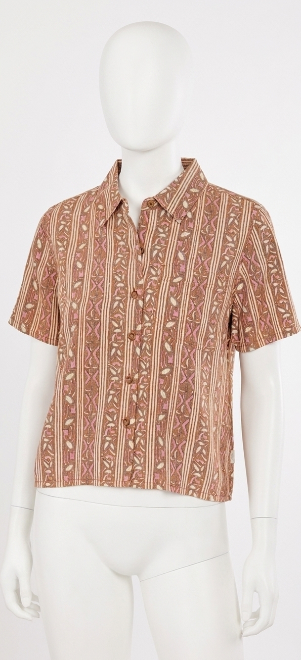 NEW ROYAL ROBBINS camino pucker short sleeve top in topaz botanist print